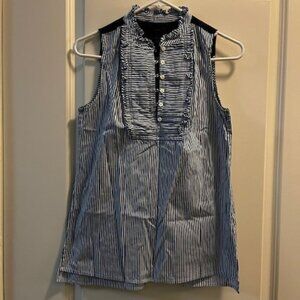 J. Crew Sleeveless Blue Striped Button Down Shirt sz 2 Small